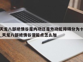 天龙八部绝情谷是内功还是外功能障碍分为十_天龙八部绝情谷潜能点怎么加