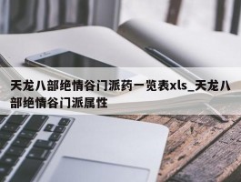 天龙八部绝情谷门派药一览表xls_天龙八部绝情谷门派属性